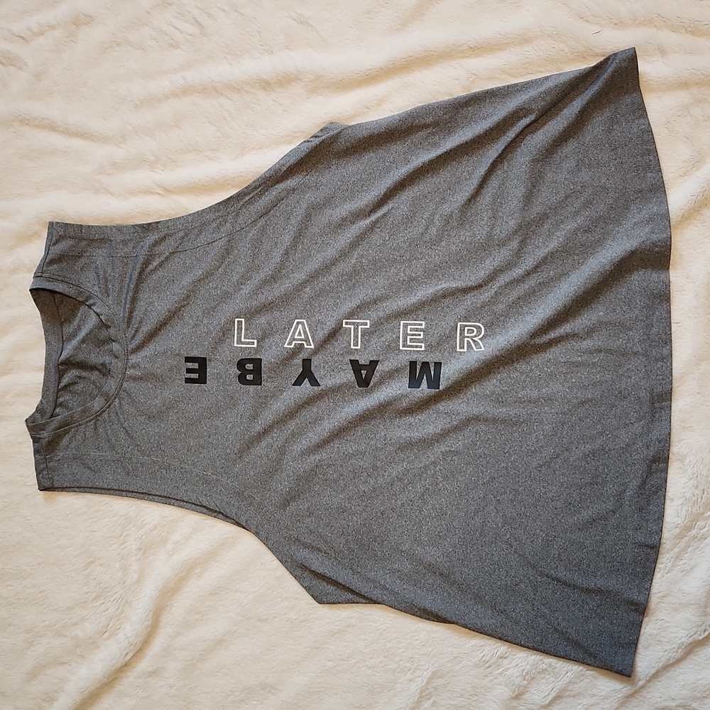 4 for $19 SHEIN Curve Gray Oversized Workout Gray Graphic Tank-top Women Size 1X